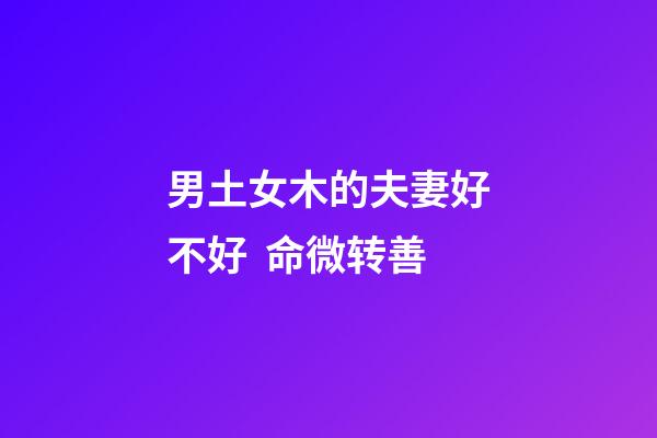 男土女木的夫妻好不好  命微转善